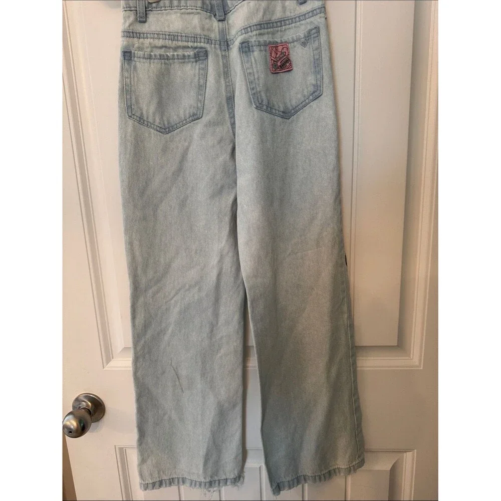 Justice Light Wash Jeans with Pink Balloon & Red Ring Pop Art